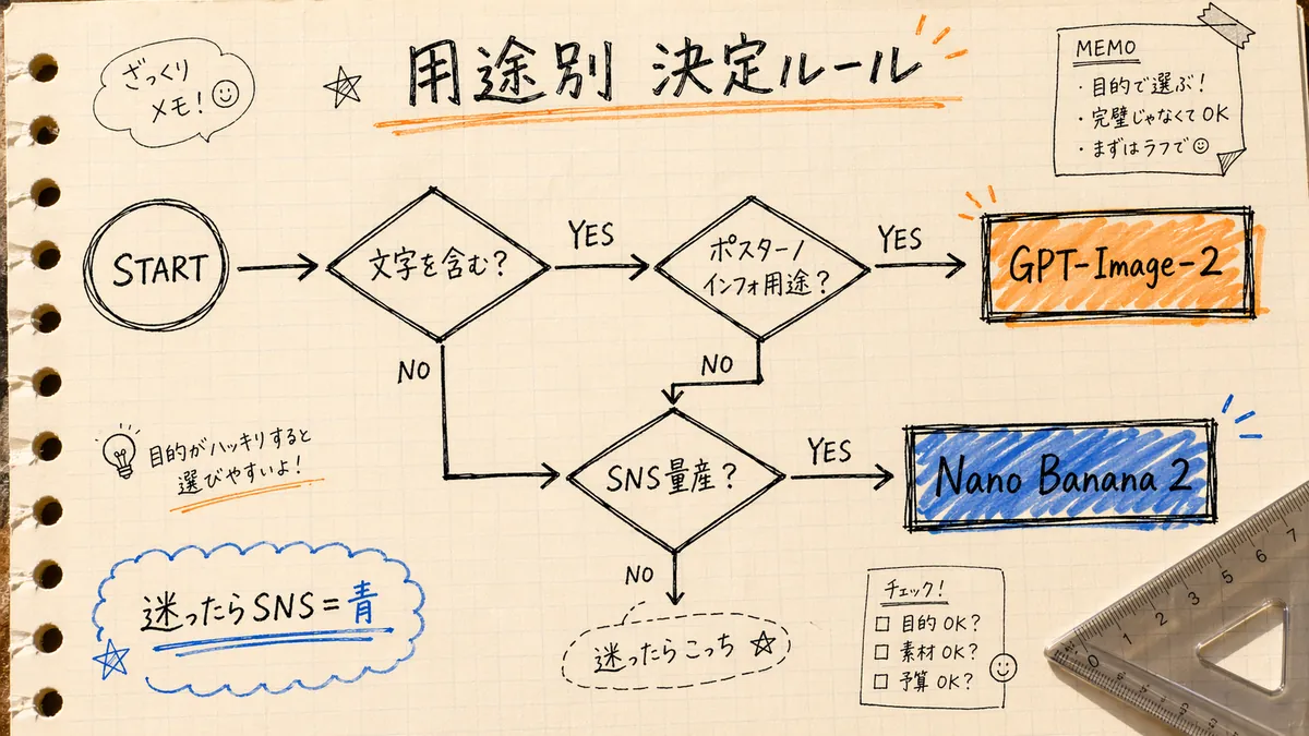 GPT-Image-2 で生成した用途別決定フロー