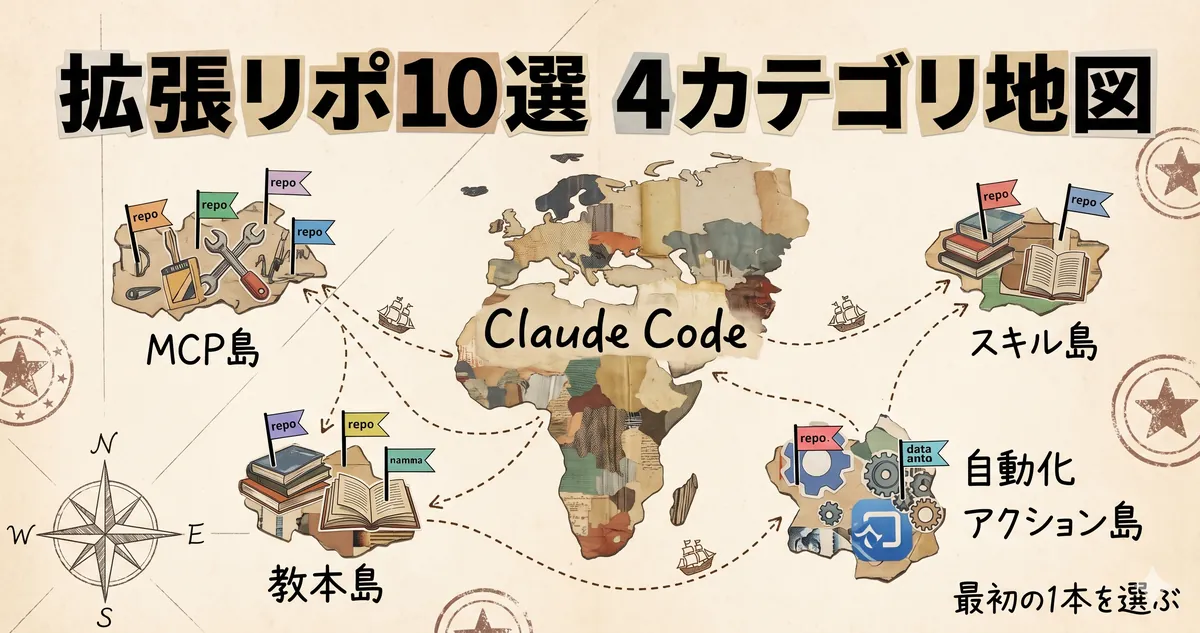 Claude Code拡張の最初の1本を選ぶ｜GitHub10選を4カテゴリで使い分け