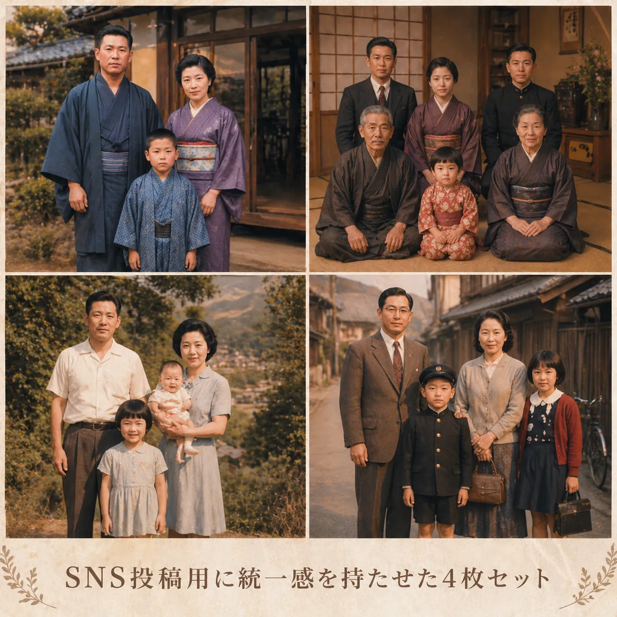 SNS結婚報告用に統一感を持たせた4枚セット