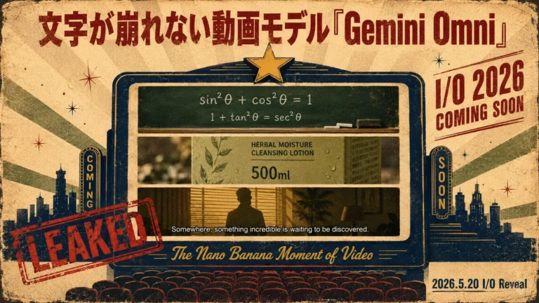 動画の中の文字を崩さない新モデル「Gemini Omni」がリーク|Google I/O 2026で発表見込み