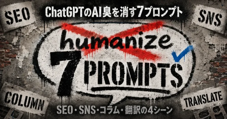 ChatGPTのAI臭を消す7プロンプト｜SEO記事・SNS・感情コラム・専門翻訳の4シーンで書き分ける手順