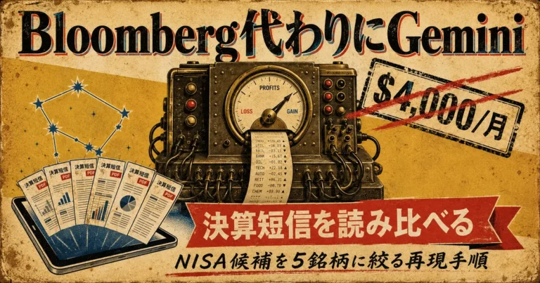 Bloomberg代わりにGeminiで決算短信を読み比べる｜NISA候補を5銘柄に絞る再現手順