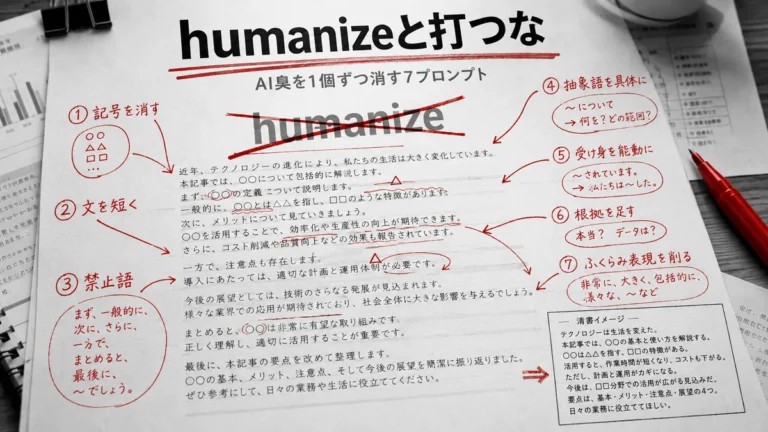 ChatGPTに「humanize」と打つのはやめよう|AI臭を1個ずつ消すコピペプロンプト7選