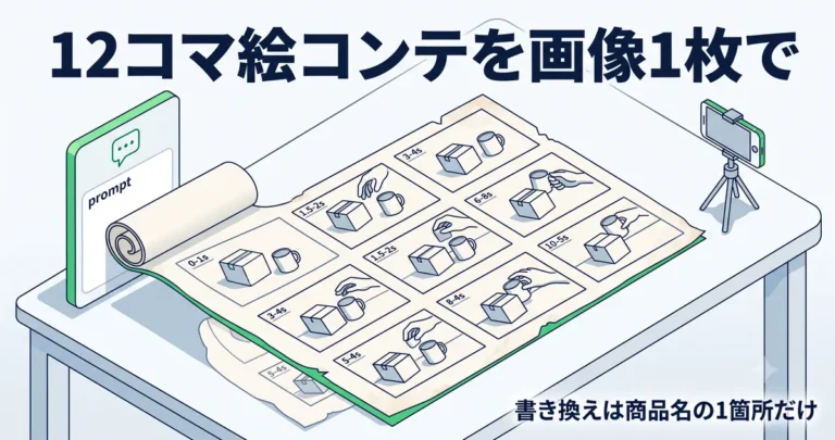 ChatGPTに絵コンテを頼むと文字の表しか出ない時｜GPT Image 2で12コマ・秒数つきの撮影設計図を画像1枚で出すプロンプト全文
